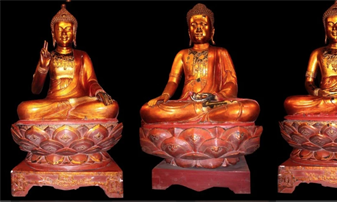 Độc đáo bộ tượng Tam thế Phật chùa Côn Sơn